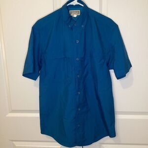 Mens Duluth Vented Fishing Camp Shirt Performance button‎ down small Blue